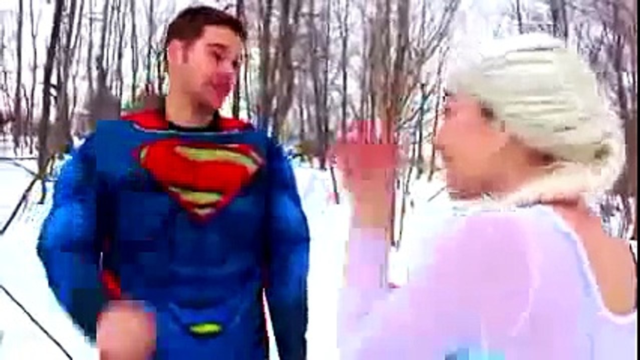 Spiderman vs Spiderman with Frozen Elsa and Superman! Fun Superhero Movie in Real Life :)
