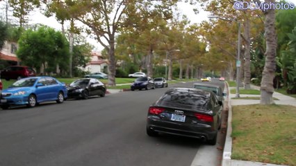 Ferrari LaFerrari NEAR CRASH, BURNOUT, REVVING & SMOKING in a Neighborhood-!-!