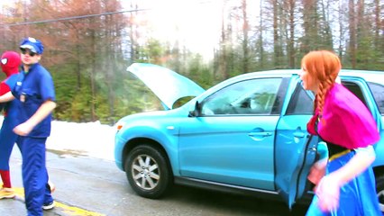 Spiderman vs Joker With Frozen Elsa & Anna - Spiderman is Arrested! Real Life Fun Superher