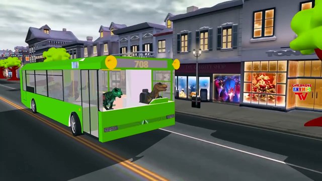 Dinosaurs Cartoons Finger Family Nursery Rhymes For Children | Wheels On The Bus Go Round And Round