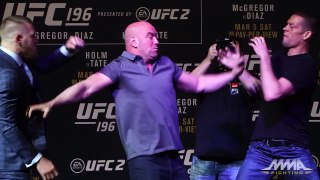 UFC 196- Conor McGregor_ Nate Diaz Almost Scuffle After Staredown
