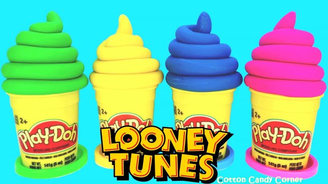Play Doh Ice Cream Cone Surprise Eggs Loonie Tunes CottonCandyCorner
