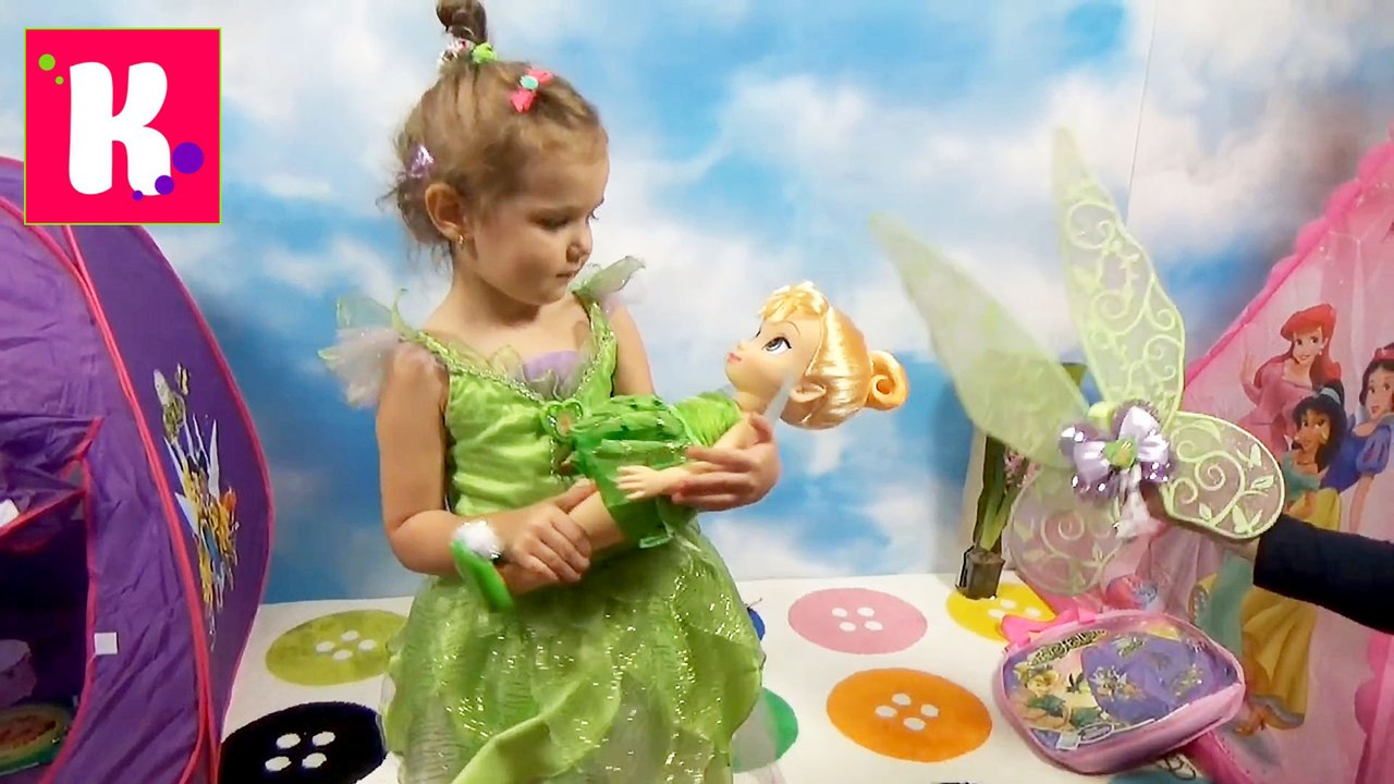 Мисс Катя Фея Динь Динь открывает много игрушек в палатке к 8 Марта Disney Fairies Tinker Bell a lot of toys