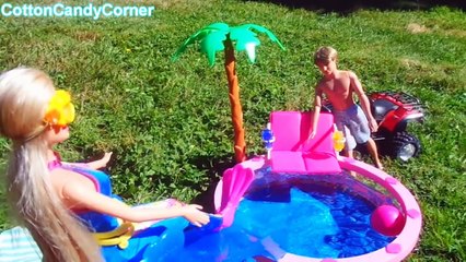Barbie's Glam Pool swimming with Ken