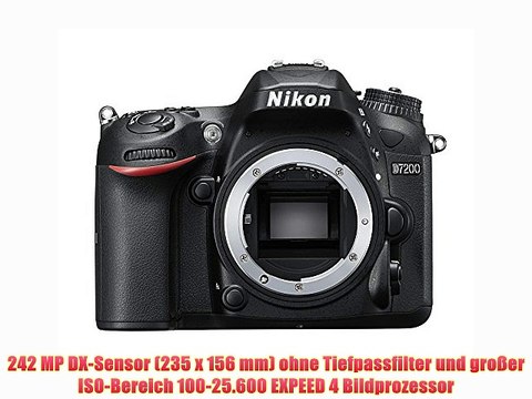 Nikon D7200 SLR-Digitalkamera (24 Megapixel 8 cm (32 Zoll) LCD-Display Wi-Fi NFC Full-HD-Video)