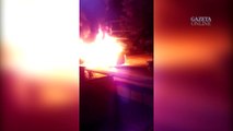 Transcol pega fogo em Nova Almeida na Serra