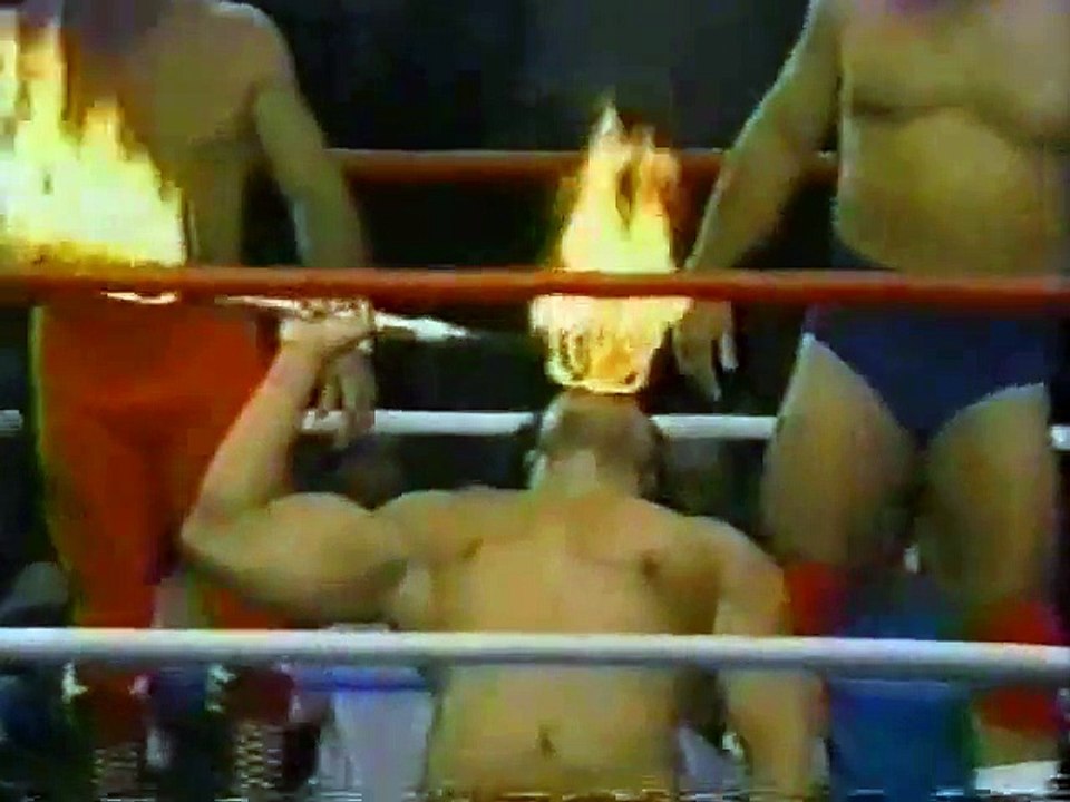 Ricky Steamboat, King Tonga, & Sivi Afi in action   Championship Wrestling July 26th, 1986