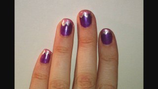 Easy: pink, purple and silver lightning nails