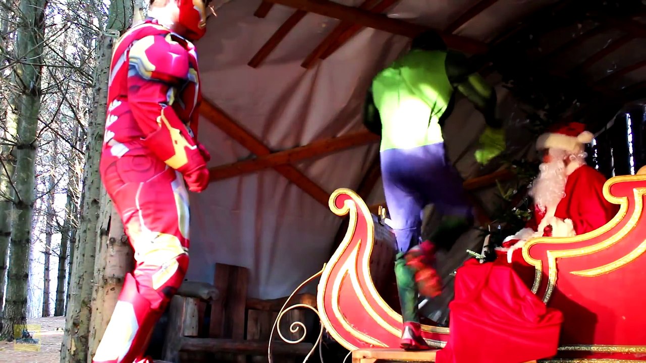 Spiderman vs Carnage Vs Batman with Santa Claus in Real Life! Superhero Battle Movie!
