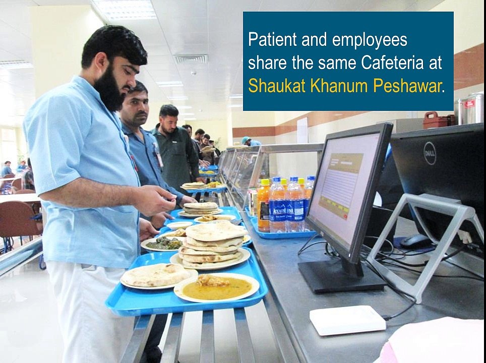 Patient and employees share the same Cafeteria at Shaukat Khanum Peshawar