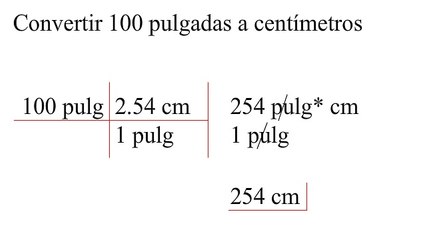 Convertir 100 pulgadas a centímetros