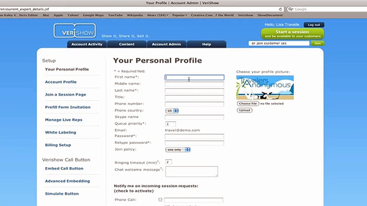 User Profile on VeriShow - Help Video