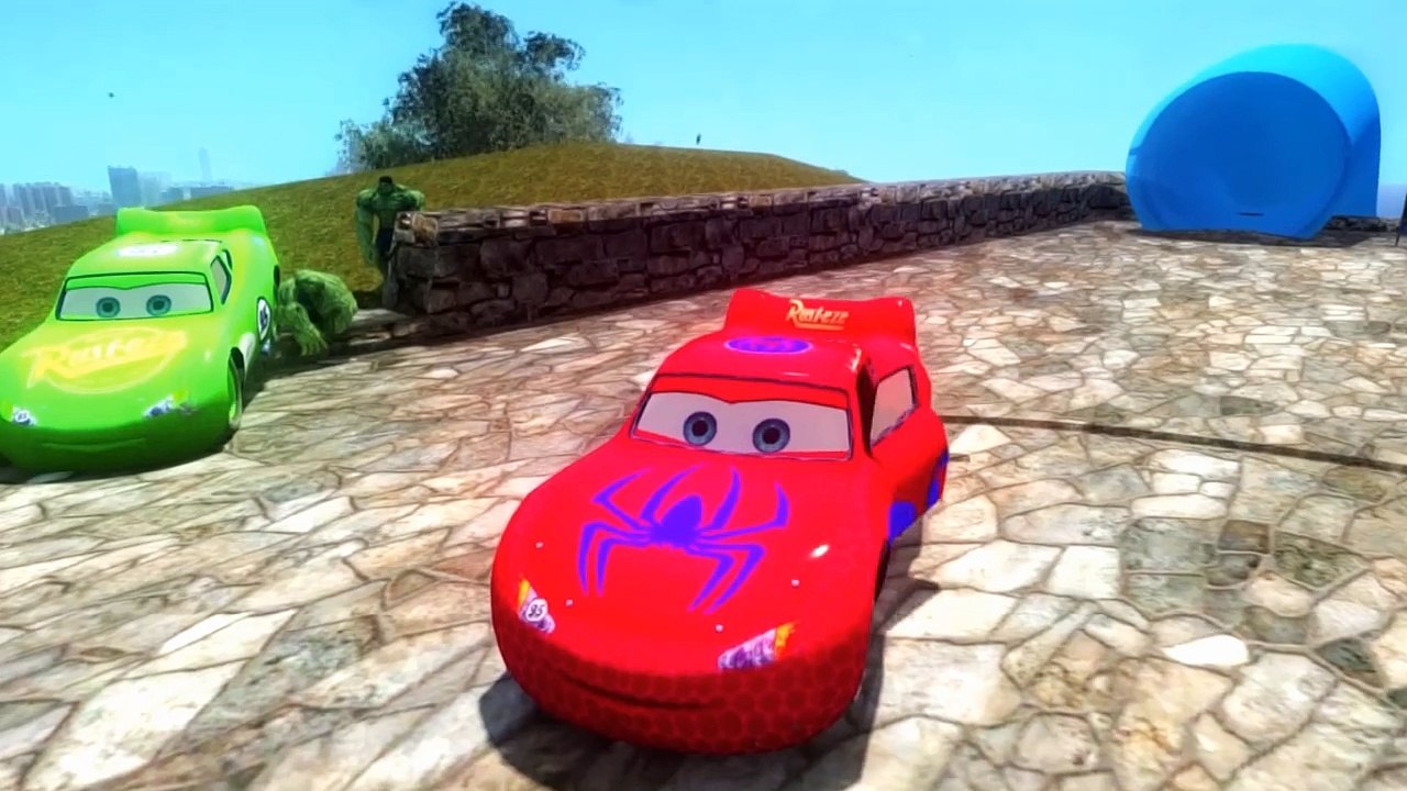 Spiderman Songs Lyrics ♫ Down by the bay ♫ Spiderman & Hulk Lightning McQueen Cars