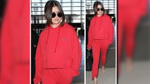 Selena Gomez ROCKS Red Hoodie & Matching Pants