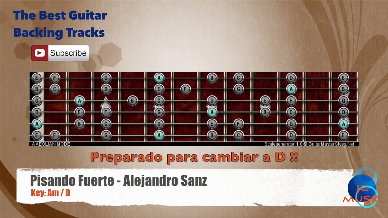 Pisando Fuerte - Alejandro Sanz Guitar Backing Track with scale chart