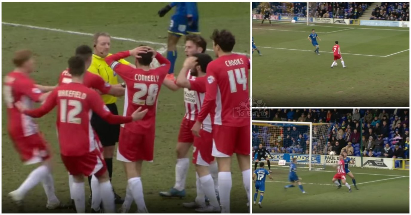 Árbitro inglês apita para intervalo quando uma das equipas... marca golo!