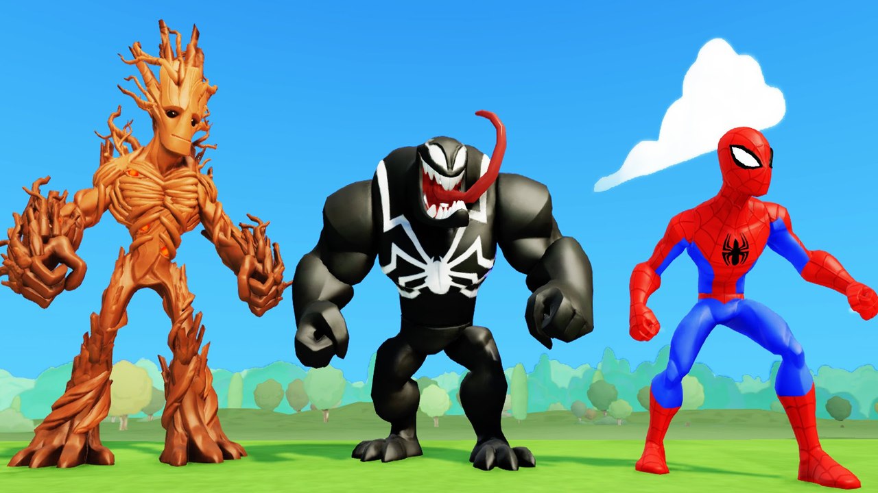 GTA  Spiderman And Hulk meet Groot and play with Funny Cars & Nursery Rhymes Compilation