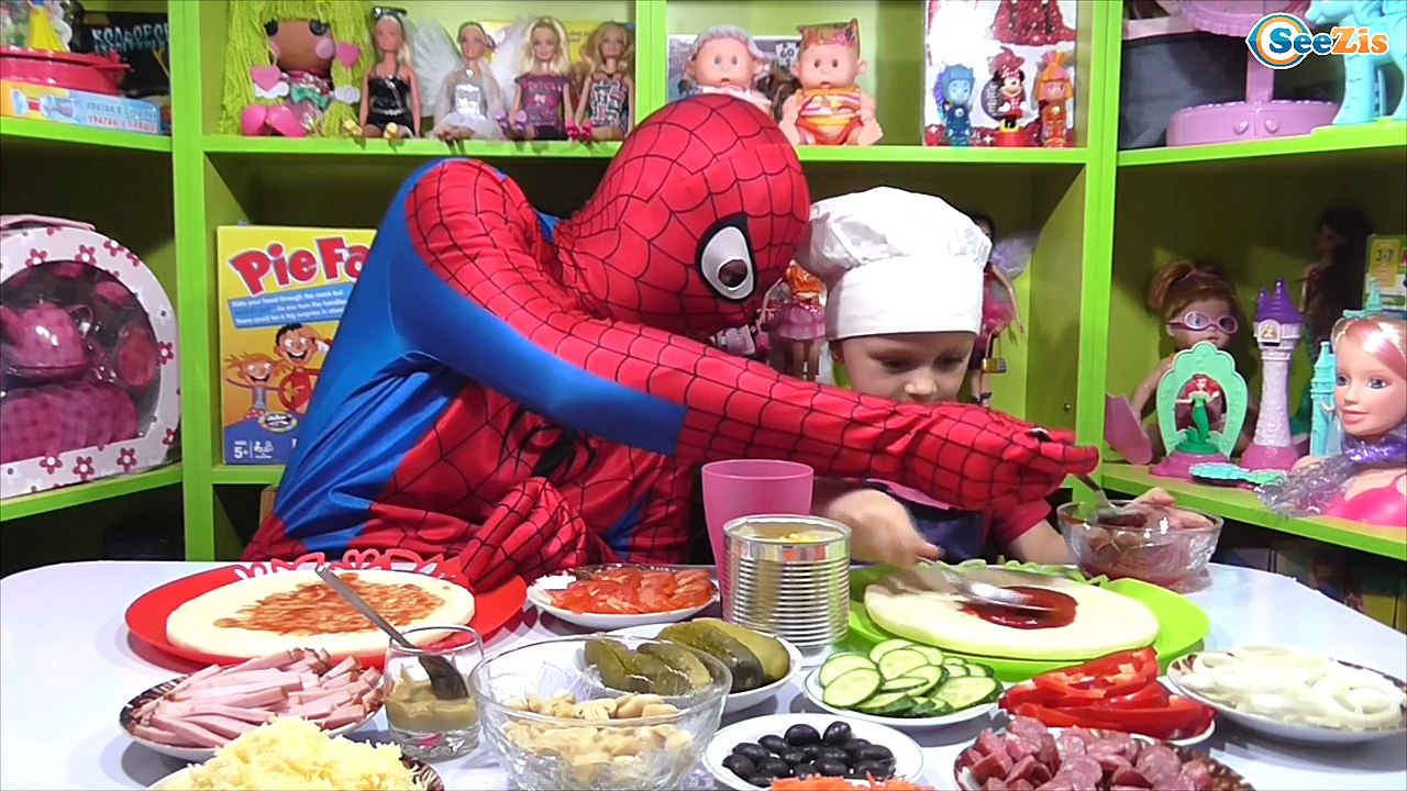 ✔ Spiderman. Видео для детей. Ярослава и Человек Паук готовят пиццу. Пицца ВЫЗОВ. Pizza Challenge ✔