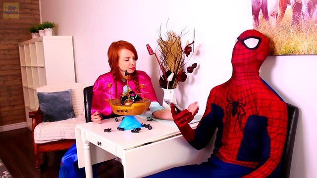 Spiderman vs Joker vs Frozen Anna! Spiderman Gets Hypnotized - Funny Superhero Movie in Real Life -)