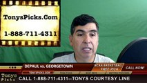 College Basketball Free Pick Georgetown Hoyas vs. DePaul Blue Demons Prediction Odds Preview 3-9-2016