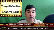 College Basketball Free Pick Clemson Tigers vs. Georgia Tech Yellow Jackets Prediction Odds Preview 3-9-2016