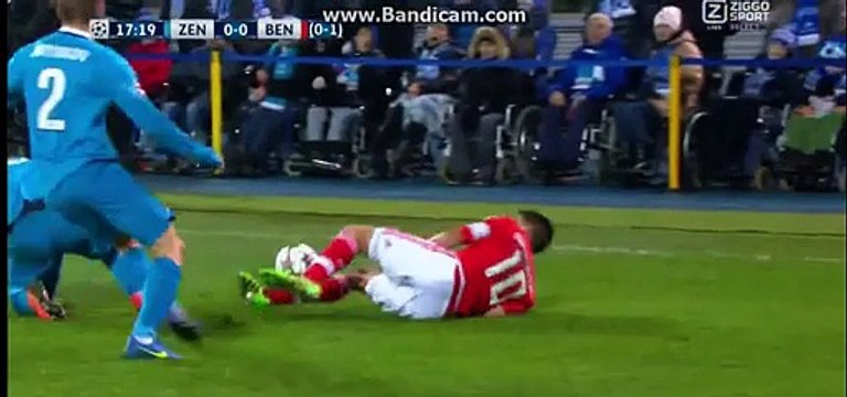 Nicolas Gaitan Gets Injured - Zenit Pt. - Benfica 09.03.2016 HD