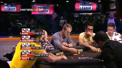 Phil Laak gives hand away on turn against Jason Koon