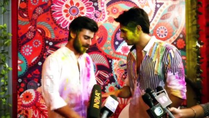 Fawad Khan playing Holi with Sidharth Malhotra