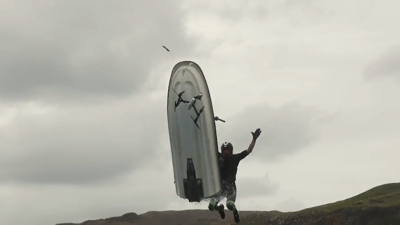 A Jet Ski struck a drone in the air