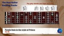 Purple Rain - Prince Guitar CAPO 3 Backing Track with scale chart and chords