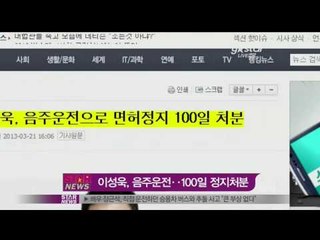 [Y-STAR] Lee Seonguk lost his driver's licence. (음주운전 혐의 이성욱, 면허정지 처분)