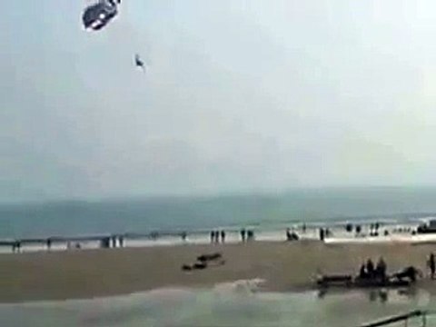 People enjoying flying Paragliding on the sky at the beach side