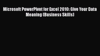 Download Microsoft PowerPivot for Excel 2010: Give Your Data Meaning (Business Skills) PDF