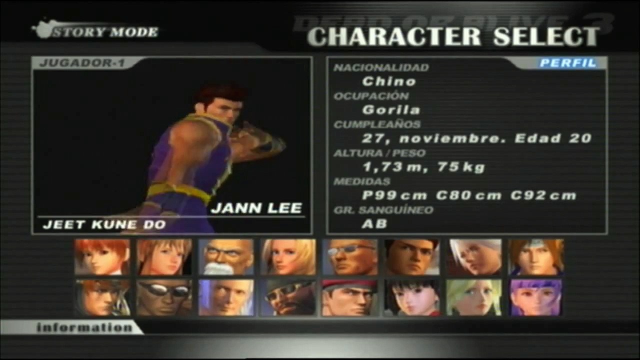 [XBOX] Dead or Alive 3 - Story Mode - Jann Lee