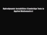 Read Hydrodynamic Instabilities (Cambridge Texts in Applied Mathematics) Ebook Free