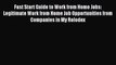 Read Fast Start Guide to Work from Home Jobs: Legitimate Work from Home Job Opportunities from