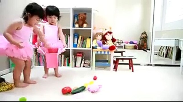 Twin Babies Talking To Each Other and Cleaning Up