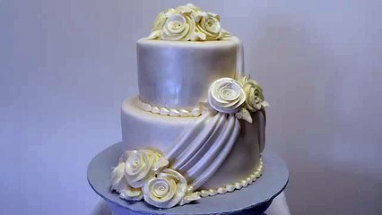 Pearlescent Swags Wedding Cake