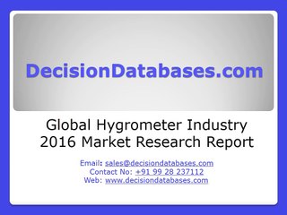 Hygrometer Market Research Report: Global Analysis 2016-2021