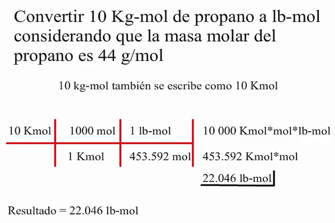 Convertir de Kg-mol a Lb-mol