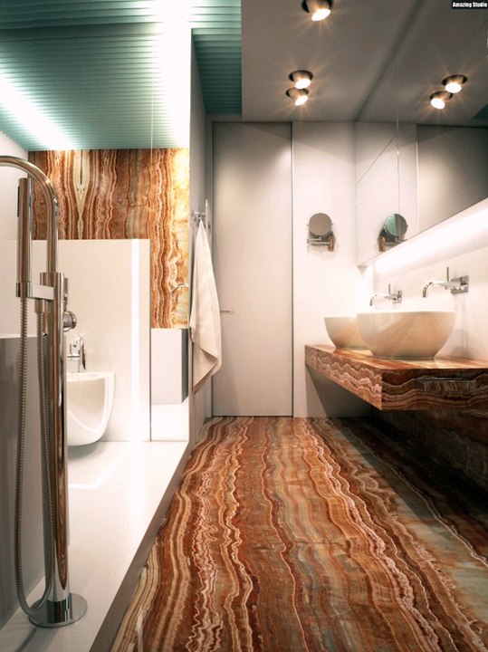 Alexander Lysak Apartment Badezimmer Marmor Braun