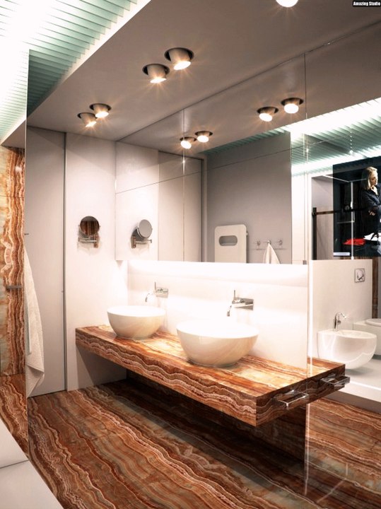 Alexander Lysak Apartment Badezimmer Marmor Erdtöne