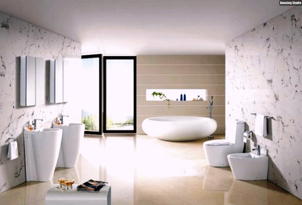 Abgerundete Formen Runde Badewanne Große Fläche Räumlichkeit