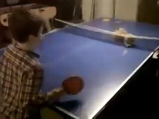Geneous Cat Playing Table Tennis with her owner