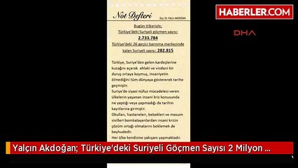 Yalçın Akdoğan: Türkiye'deki Suriyeli Göçmen Sayısı 2 Milyon 733 Bin 784