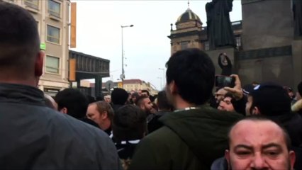 10-3-2016, Sparta-Lazio: tifosi biancocelesti a Piazza San Venceslao