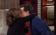 Sally Field follows Helen Mirren's lead, kisses Stephen Colbert