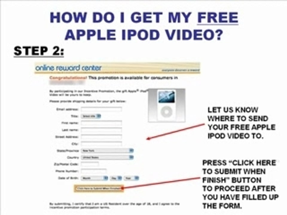 FREE Ipod Video / FREE Apple Ipod Video (US ONLY)