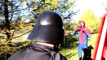 Spidergirl vs Darth Vader vs Spiderman! Little Superhero Battles STAR WARS Darth Vader in