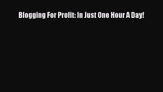 Read Blogging For Profit: In Just One Hour A Day! Ebook